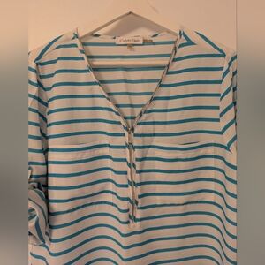 Calvin Klein Teal Striped Blouse